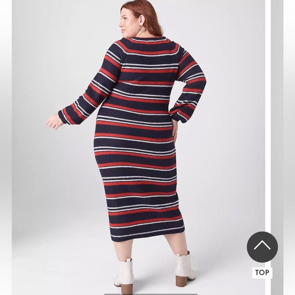 Lane Bryant Long-Sleeve Crew-Neck Striped Sweater Dress • Size 22/24 • NEW! - Picture 2 of 10
